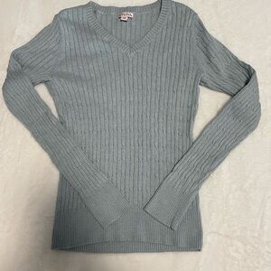 Women's Light Blue V-Neck Sweater
